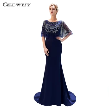 

CEEWHY Luxury Long Evening Dress Formal Party Gown Mermaid Dress Muslim Vintage Evening Dresses Beaded Vestido de Festa Longo