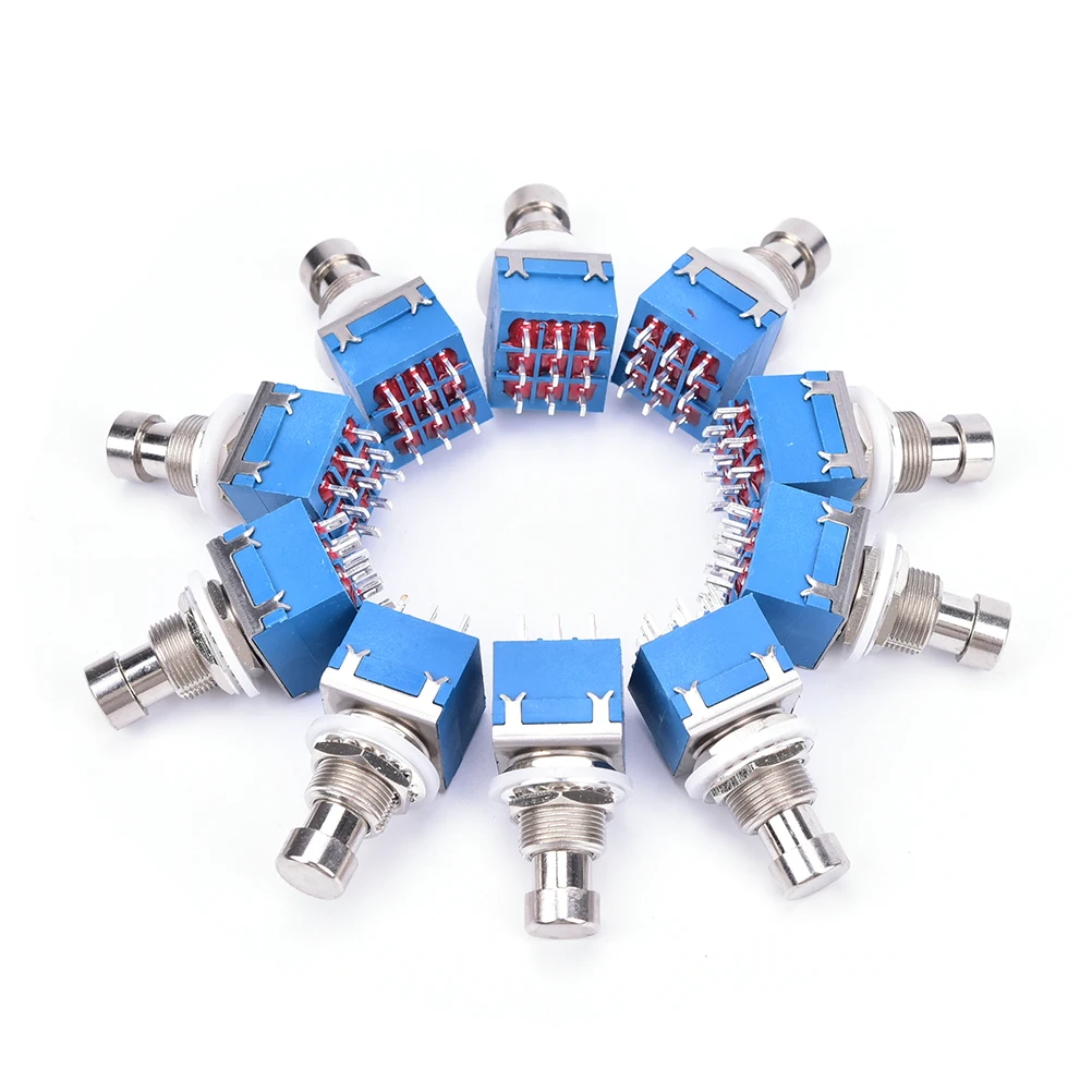 US $10.67 10Pcs 9pin 3PDT Guitar Effects Pedal Box Stomp Foot Metal Switch True Bypass