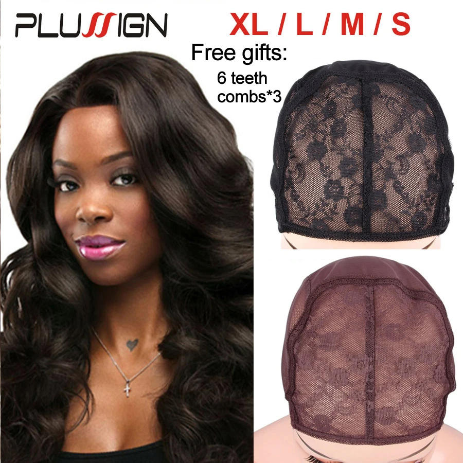 Brown Black Swiss Lace Wig Making Caps With Adjustable Straps XL L M S