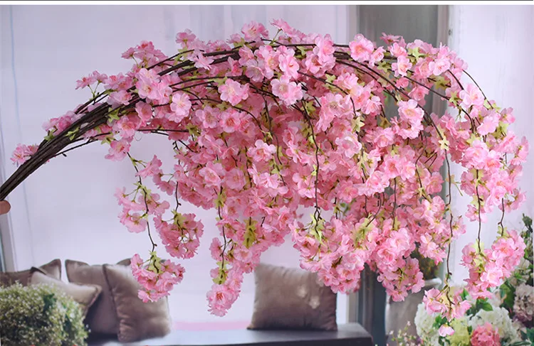140 см натуральный вертикальный Шелковый цветок вишни для свадебного украшения DIY вишневые деревья искусственный букет цветов