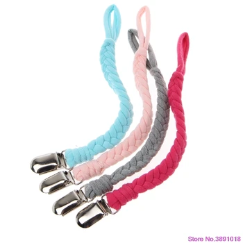 

New 4 Pcs Pacifier Chain Teething Ring Holders Baby Boys Girls Braided Dummy Clips