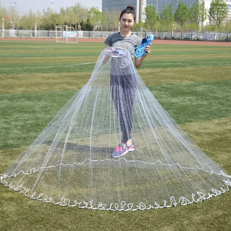 

Finefish Monofilament Line USA Cast Net Easy Throw Fishing Net With Ring Outdoor Catch Fish Dragging Network Small Mesh Fly Nets