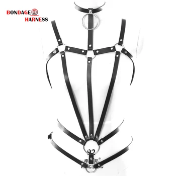

LEATHER HARNESS OF WOMEN Sexy Bondage Lingerie punk Goth Harness Tops Cage Bra Leather body Harnes Full Dance festival Rave Wear