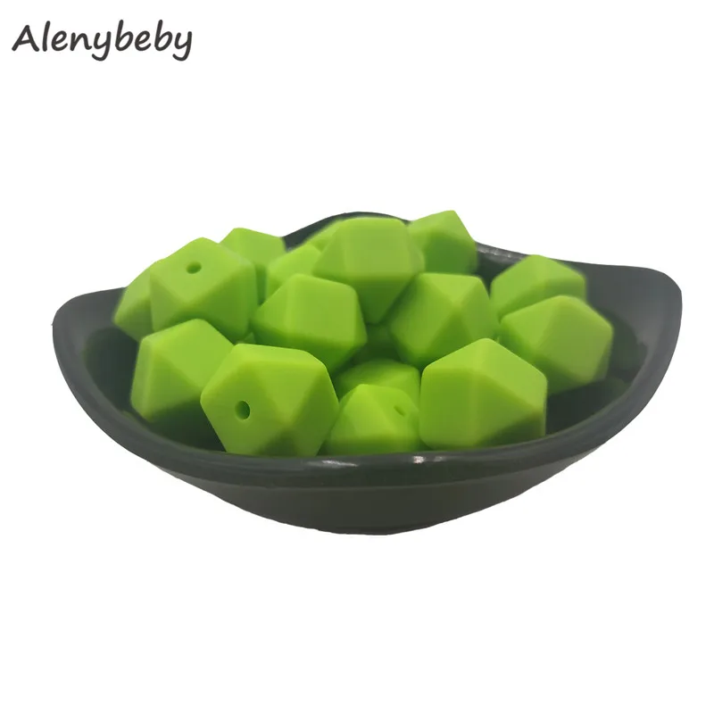 Chartreuse 50 шт. силиконовая форма бусины шестигранный Прорезыватель 17 мм DIY детское жевательное ожерелье BPA свободное вскармливание ювелирные изделия силиконовые бусины-прорезыватели детские игрушки - Цвет: Chartreuse