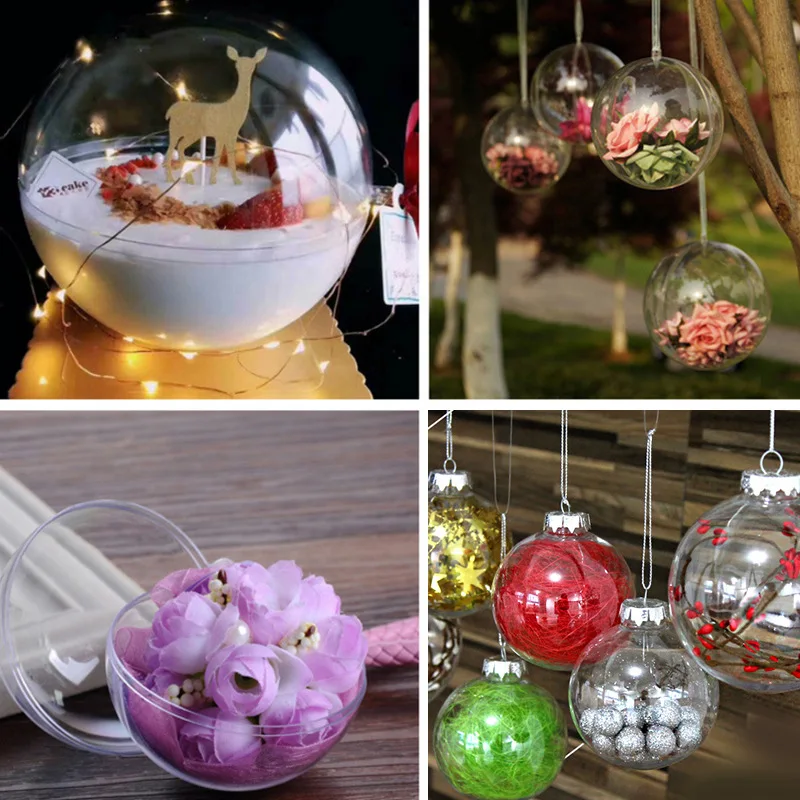 Adorables cajas transparentes de dulces diseño romántico decoraciones de Navidad bola transparente puede abrir plástico Navidad transparente Adorno Adorables cajas transparentes de dulces diseño romántico decoraciones de Navidad bola transparente puede abrir plástico Navidad transparente Adorno