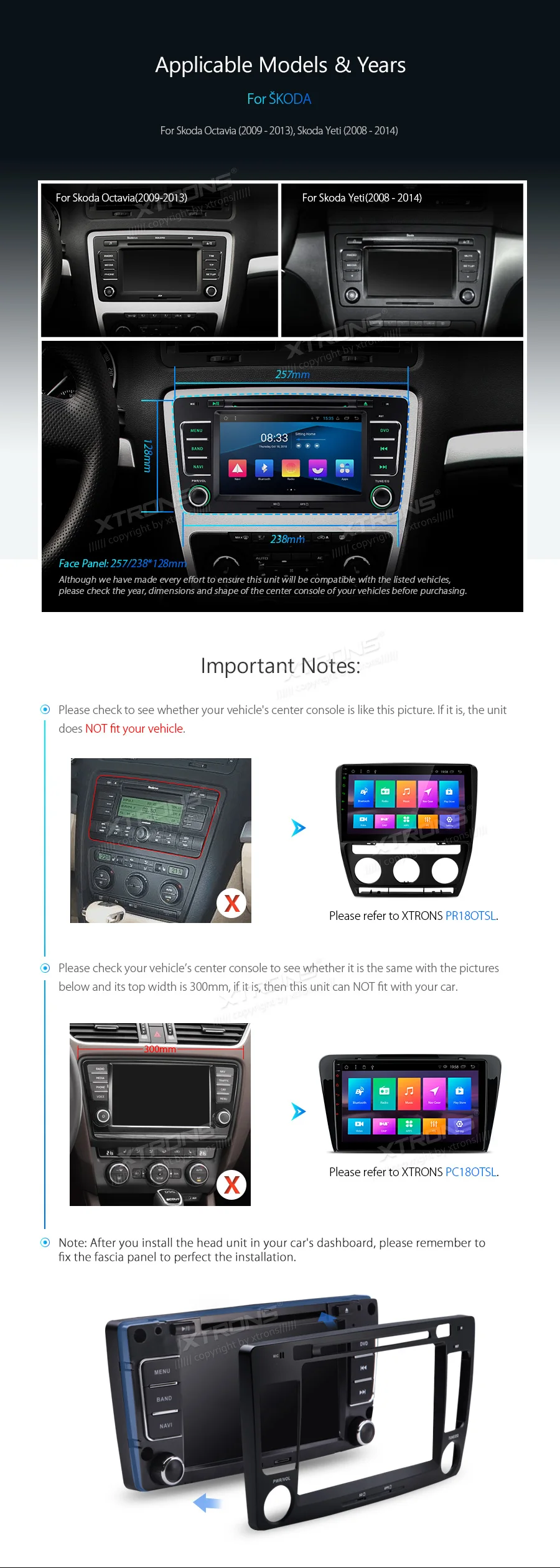 Sale XTRONS 7" Android 8.1 2din Car Multimedia DVD Player for Skoda Octavia 2009-2013/Yeti 2008-2014 RCA GPS Navigation 2