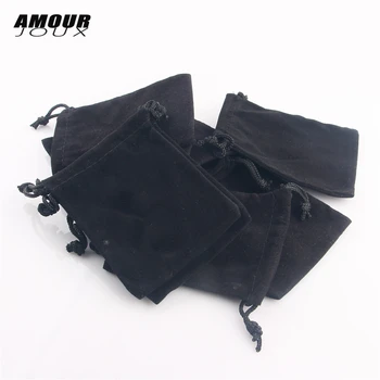 

AMOURJOUX 10 Pieces/lot 7*9cm Black Velvet Ring Earrings Bracelet Necklace Bag Display Packaging Gift Pouch