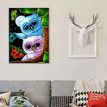 

DIY 5D Diamond Painting Kit Crystal Rhinestone Diamond Embroidery Paintings Pictures Arts Craft for Home Wall Decor Owl 35*45cm