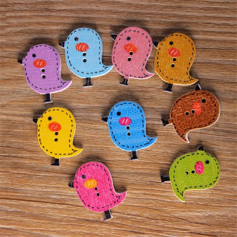 Cheap-50Pcs-Mixed-Wooden-Buttons-Cute-Bird-Pattern-Decoration-Buttons-2-Holes-Sewing-Accessories-botones-Craft