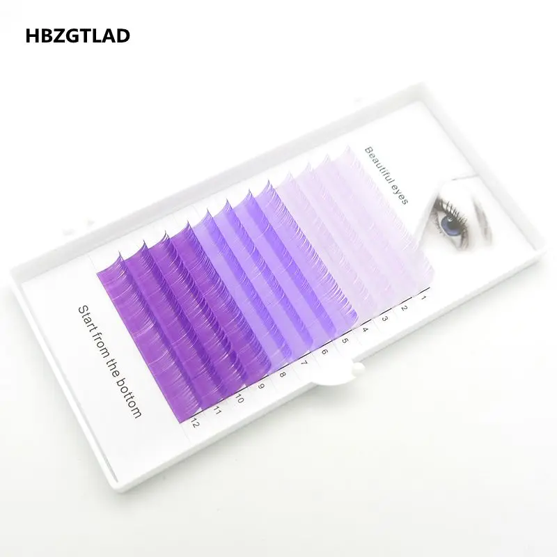 Накладные ресницы HBZGTLAD C/D 0 07/0 1 мм 8 15 3 фиолетовых цвета смешанные индивидуальные