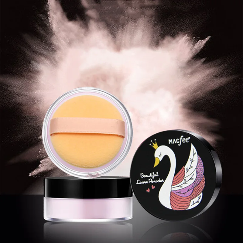 

Face Concealer Loose Powder with Puff Smooth Face Makeup Foundation Waterproof Skin Finish Setting Oil Control Foundation Powder