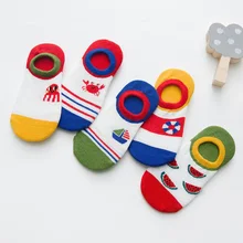 5 пар/лот Chirldren хлопковые носки для мальчиков и девочек с летним принтом короткие носки дышащие мягкие носки с мультяшками для детей ясельного возраста