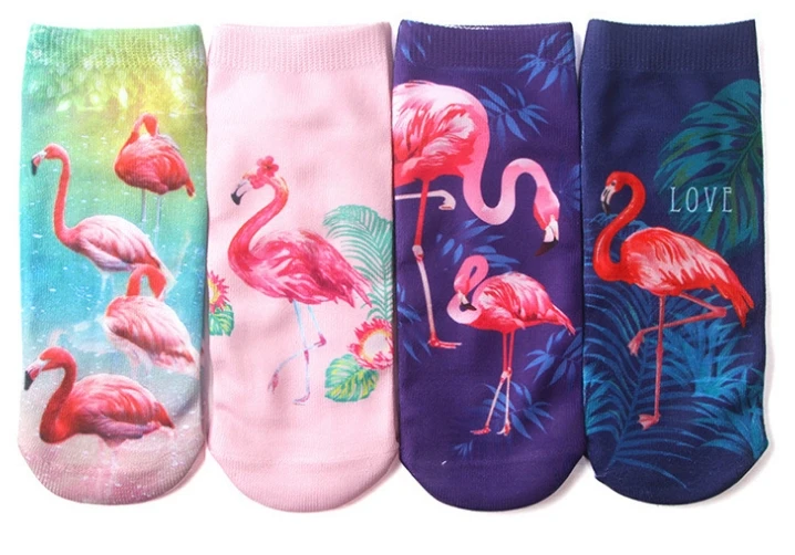 

4 pairs / 1 batch of spring and autumn children's socks cotton cartoon flamingo children's socks boys 2-10 years old baby socks