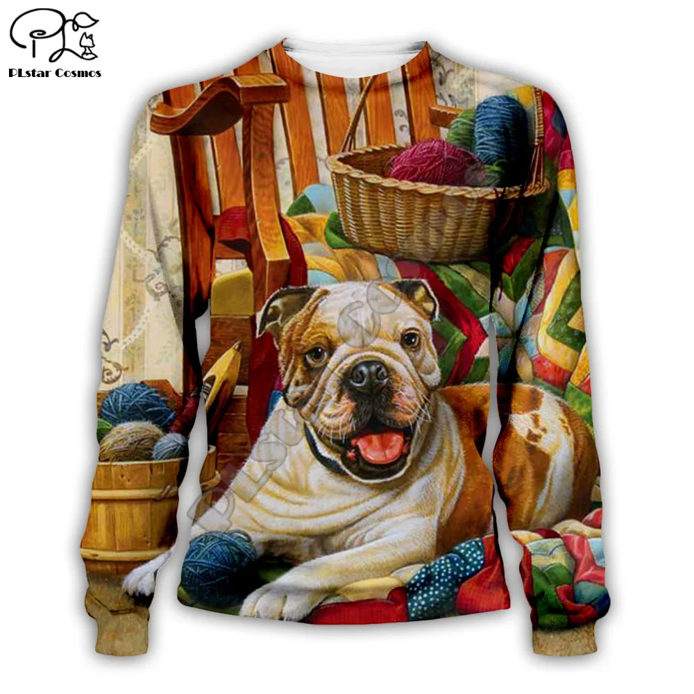 Милый свитер унисекс с 3D-принтом собаки, кошки, графические толстовки, высокое качество, брендовый Топ, moleton mujer/homme, верхняя одежда с длинными рукавами и изображением животных - Цвет: Коричневый