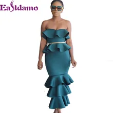 

Eastdamo Elegant White Elegant Bodycon Dress 2017 Women Off Shoulder Ruffles Eveening Party Dress Sexy Strapless Winter Dress