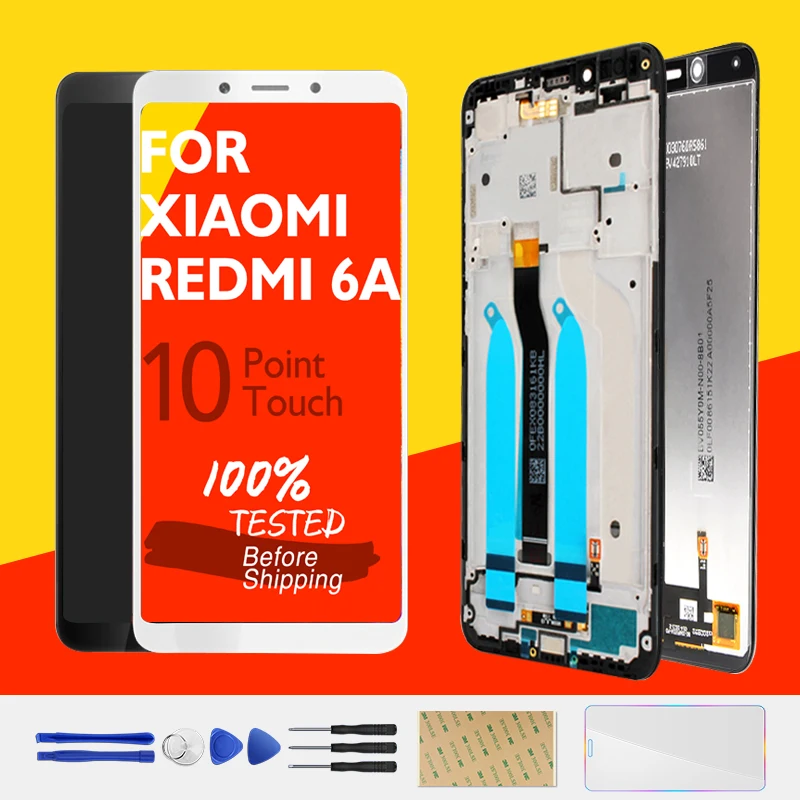 

Xiaomi Redmi 6A LCD Display WITH Frame 10 Touch Panel Screen Redmi 6A LCD Digitizer Assembly Replacement Repair Spare Parts Test