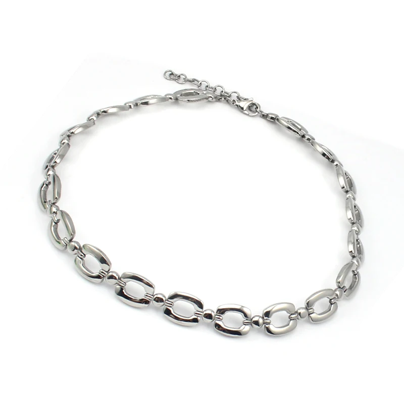 Ожерелье из нержавеющей стали с толстой звеньевой цепочкой, женское серебряное квадратное Очаровательное ожерелье с плоской круглой подвеской, модное ювелирное изделие