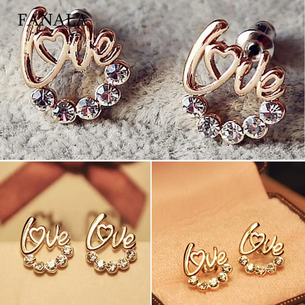 

Jewelry Fashion Personality Rhinestone Letter LOVE Stud Earrings Women Gift