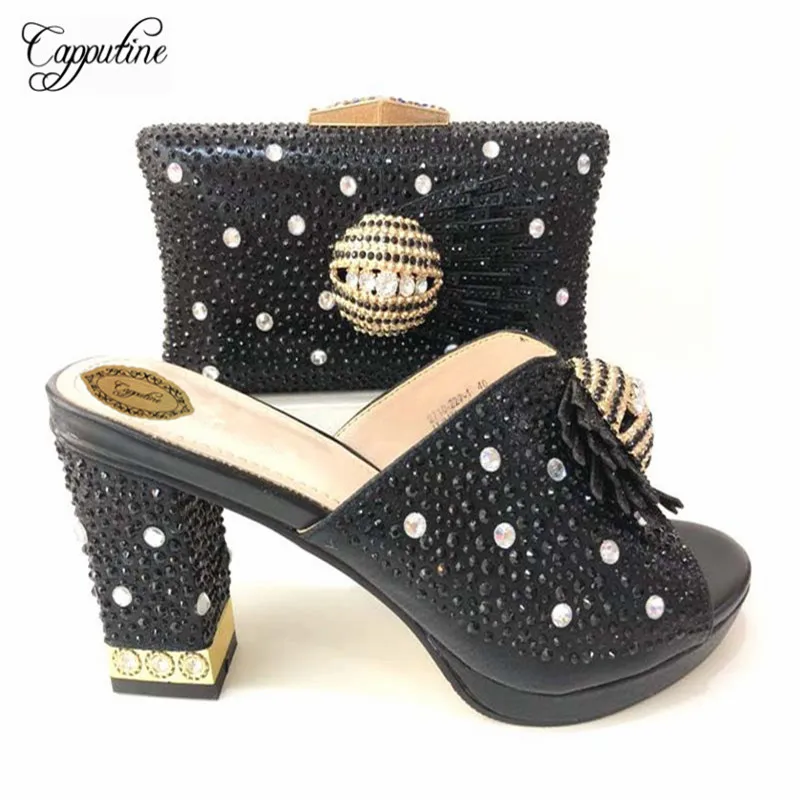 

Capputine New Arrival Italian Purple Color Shoe And Bag Set African Women High Heels Shoes And Bag Sets For Party Free Shipping
