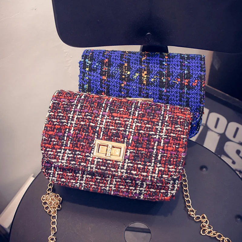 Женская сумка мессенджер bolsos дизайнерские твидовые сумки через плечо с цепочкой