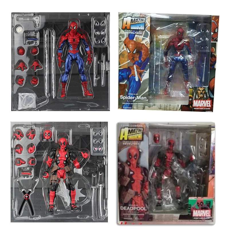 FIGMA Series NO.003 Revoltech Venom No.002 Spiderman No.001 Deadpool With Bracket PVC Action Figure Collection Model Toy 15cm (18)