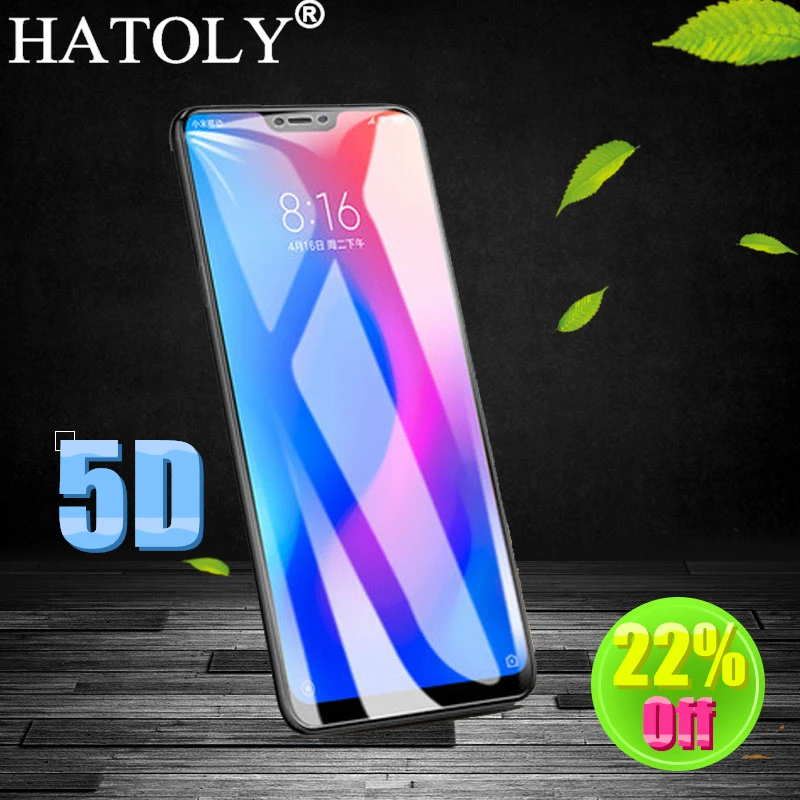 HATOLY 5D Tempered Glass for Xiaomi Redmi 6 Pro Screen Protector Mi A2 Lite Full Cover Film 5.84&quot | Мобильные телефоны и
