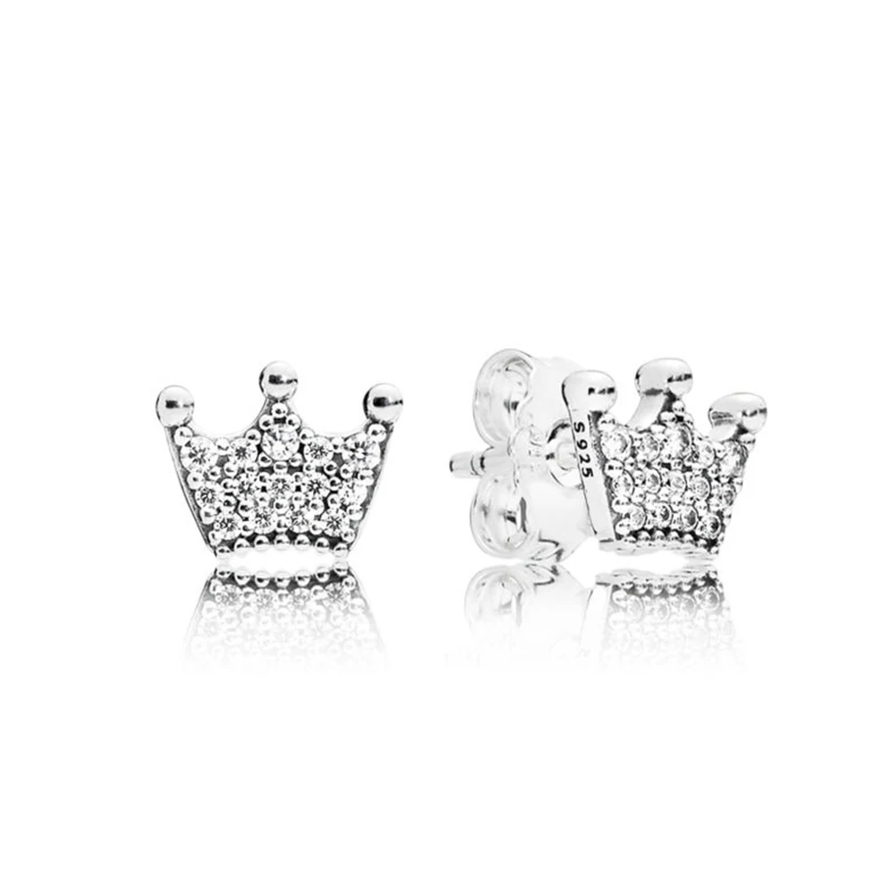 

2018 NEW 100% 925 Sterling Silver Enchanted Crown Earring Studs Ear Studs Fit DIY For Women Gift Wholesale Factory