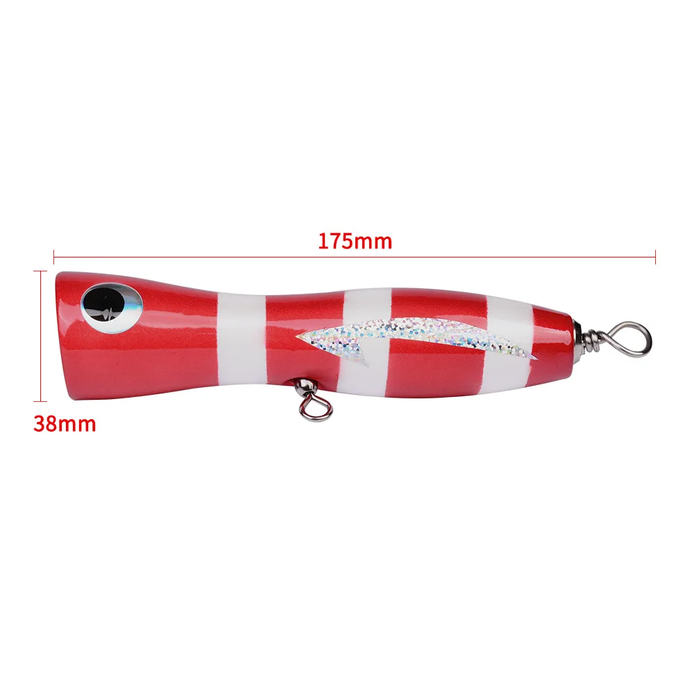 4 Colors Big Game Wooden Popper Saltwater Boat Fishing Lures 175mm/62g Wood Topwater Popper