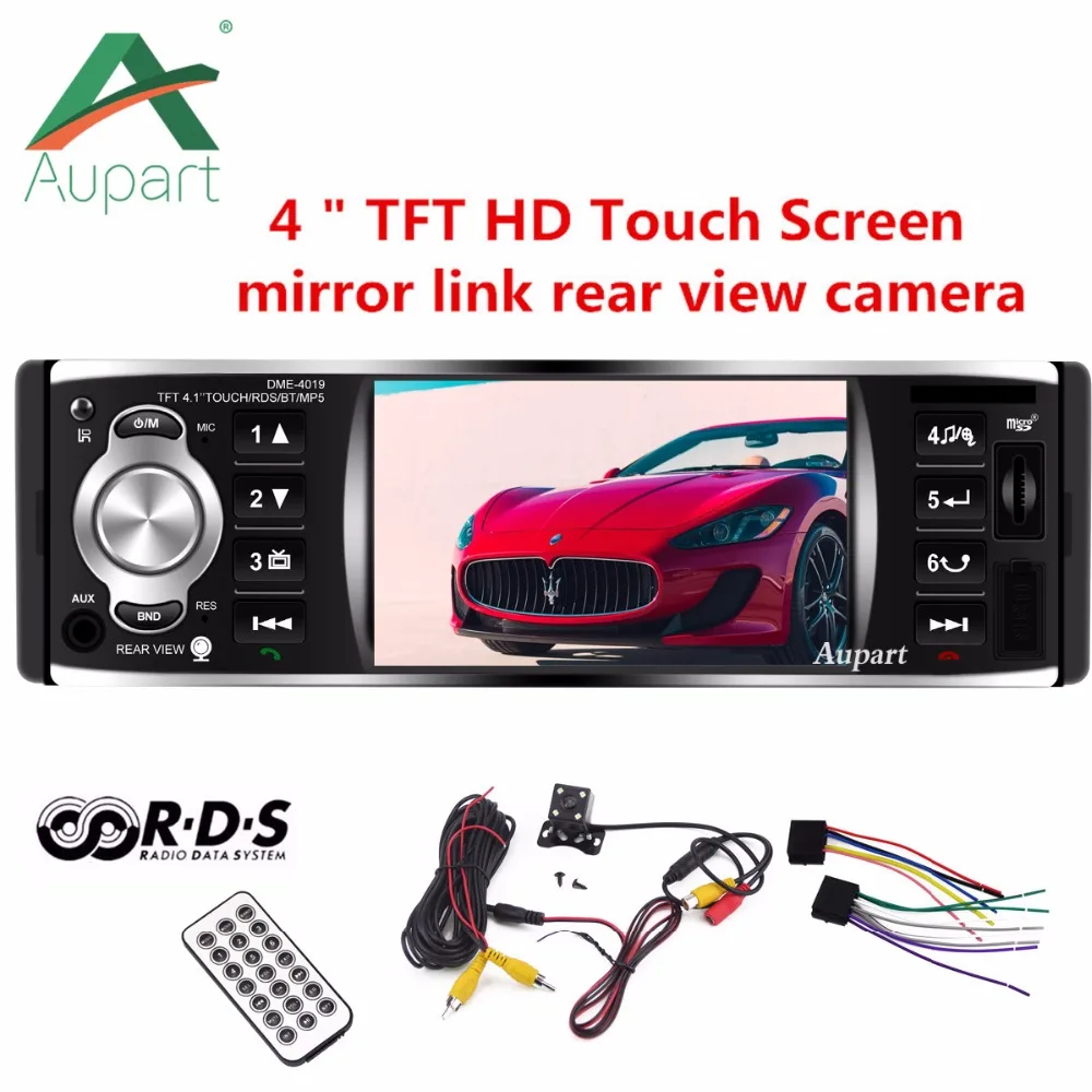 

1 Din Car Radio 4" TFT Touch Screen Audio Stereo USB FM RDS Bluetooth Rearview Camera autoradio Mirror Link 4019b oto teypleri