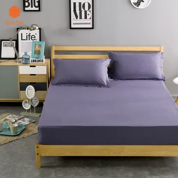 

1-piece 100% Cotton 600TC bed sheet Fitted sheet elastic mattress cover bed linen bedspread solid colors bedding sheets SJ23
