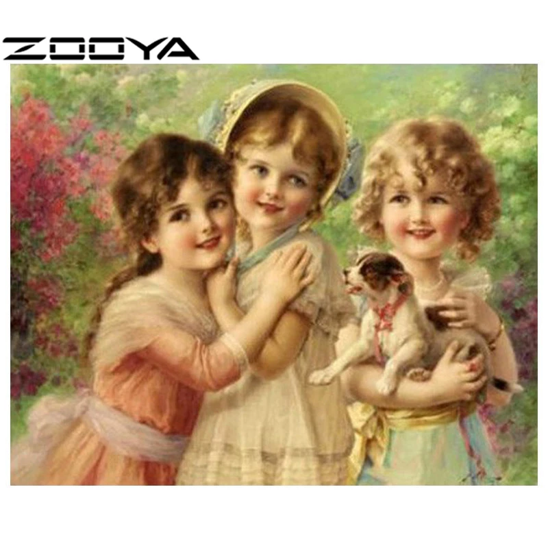 ZOOYA Алмазная картина полная дрель для детей сестры девочки вышивка горный