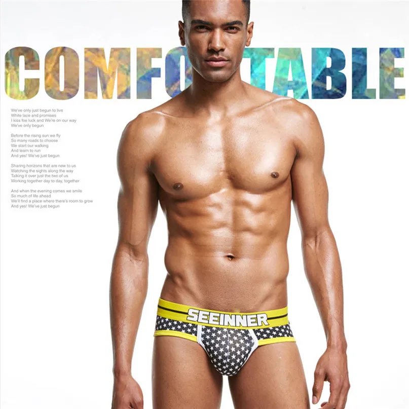 Soft Cotton Briefs Panties Mens Sexy Underwear Shorts Underpants Star Prints Soft Cotton Briefs Panties #2h25 (4)