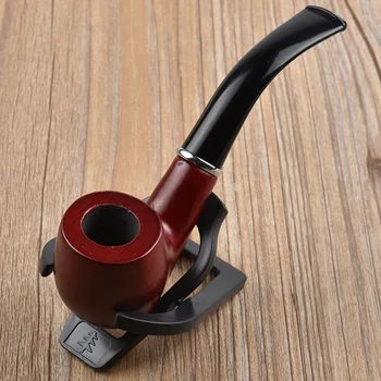 

Solid Wood Pipe Smoking Set Exquisite Workmanship Tobacco Pipe Wooden Pipe Leather Case And Pipe Rack for Men's Gift