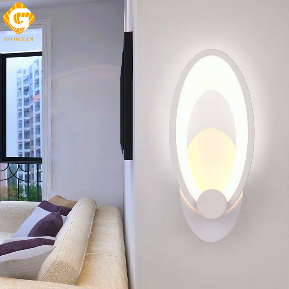 GO OCEAN Wall Lamps Bed Room Lights 9W 18W White Modern Bathroom Lights LED Sconce Wall Lamps Bedside Indoor Lighting (1)