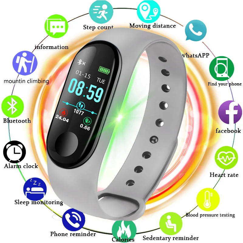 LIGE New Ip67 Waterproof Smart Bracelet LED Color Screen Swimming Calorie Heart Rate Blood Pressure - 32982808042