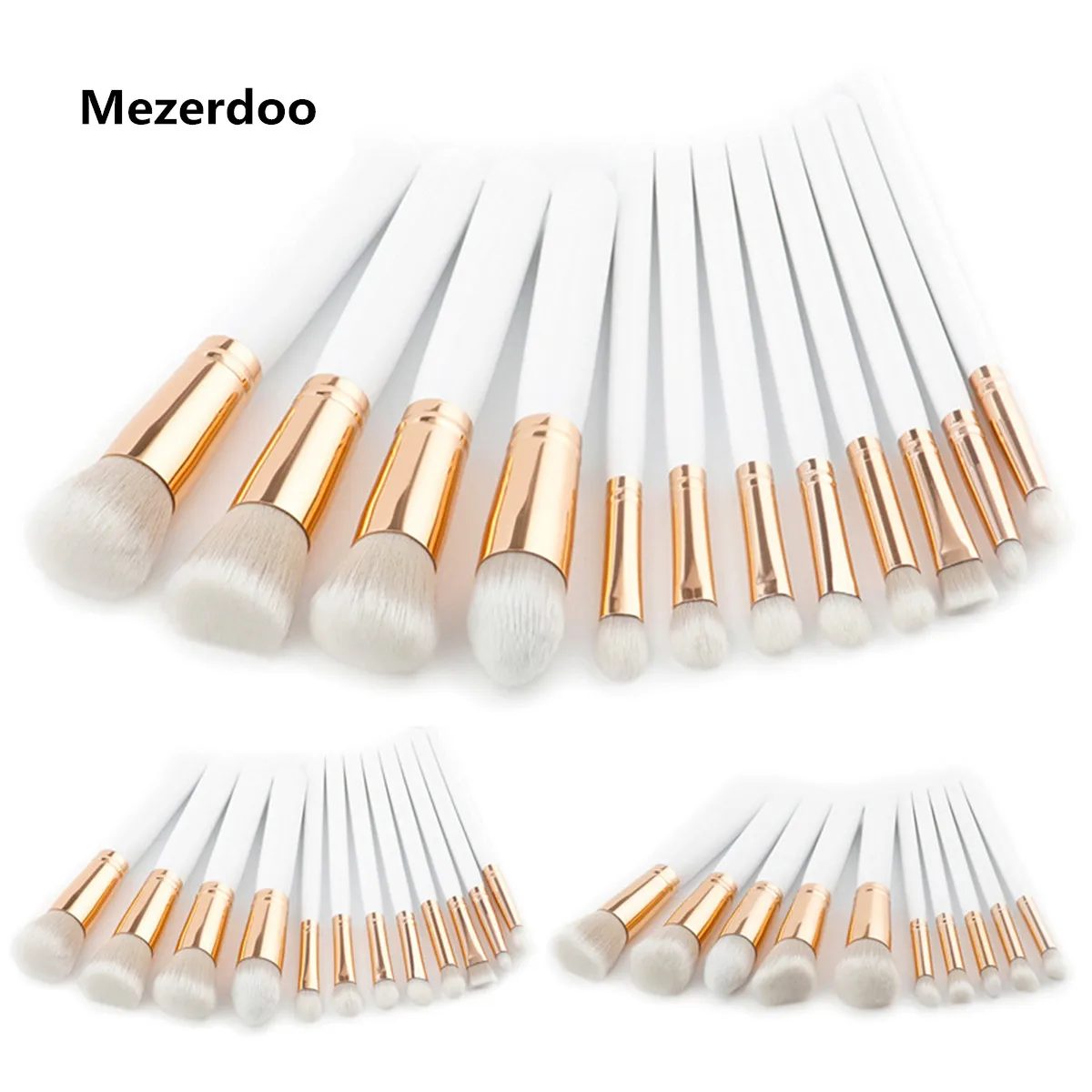 

Premium 10/12pcs Makeup Brushes Cosmetic Kit High End White Handle Powder Foundation Scatter High Light Make Up Eye Blusher Tool