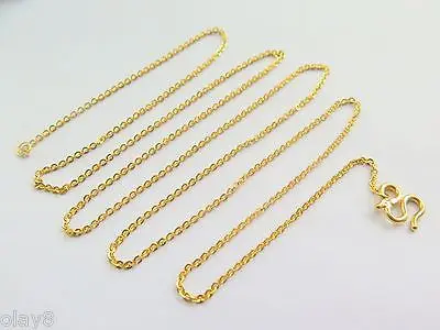 

New Fine Pure 999 24K Yellow Gold Chain Women Solid O Link Necklace 20inch