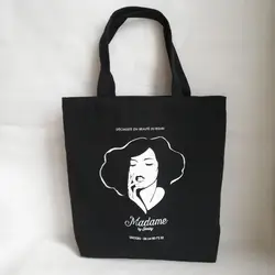 300 шт./лот 36Hx37x10cm черная хлопковая парусина хлопок нести tote bag с логотипом печати