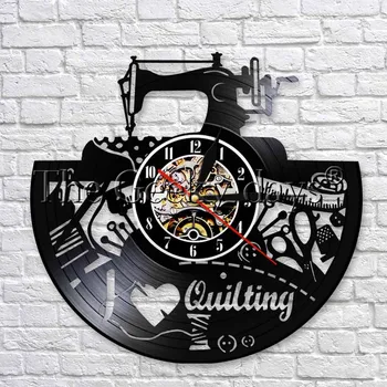 

Vintage Design Vinyl Wall Clock Sewing Machine I Love Quilting Wall Art Decor Clock Modern Design Home Decor Unique Gift