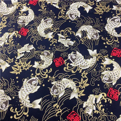 Японский стиль Карп Сакура ткань с бабочками размером 45*45 см DIY скатерти ремесло лоскутное Декор ручной работы хлопок сатин бронзовая краситель-реагент - Цвет: 6