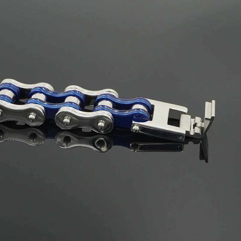 Мужской браслет в стиле панк сталь синий мотоцикл цепи браслеты для мужчин 316L нержавеющая сталь байкер браслет модный подарок для ювелирных изделий