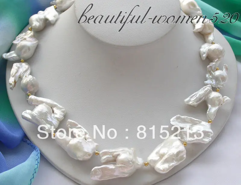 

FREE SHIPPING>>> HOT1137 WHITE BAROQUE KESHI REBORN PEARL NECKLACE