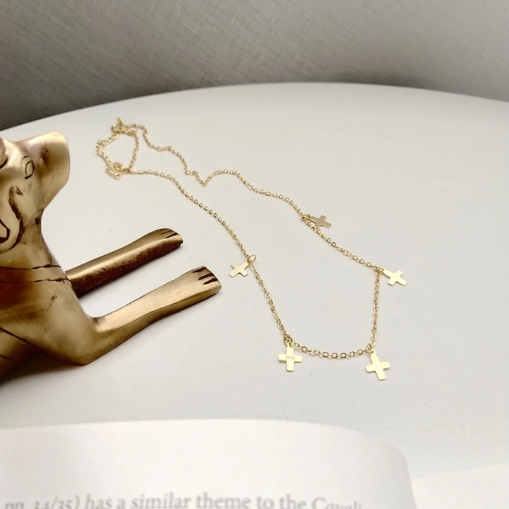 925 Серебряное ожерелье модная куртка с надписью «mini крест короткая цепочка, ожерелье Ключичное цепи тренд дикие женские серебряные ювелирные изделия