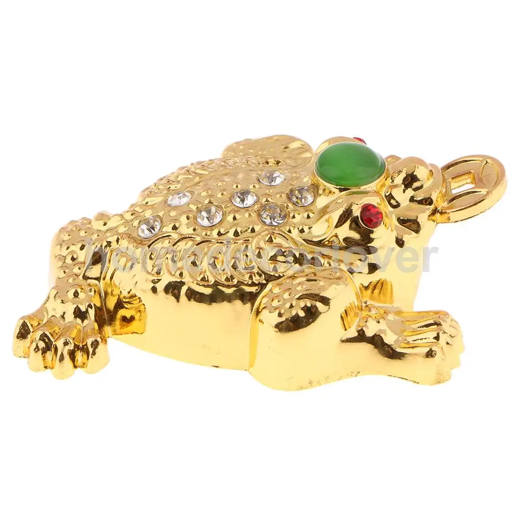 Classic Golden Resin Feng Shui Toad Statue Figurine Coin Money Wealth Ornaments For Home Office Shop M
