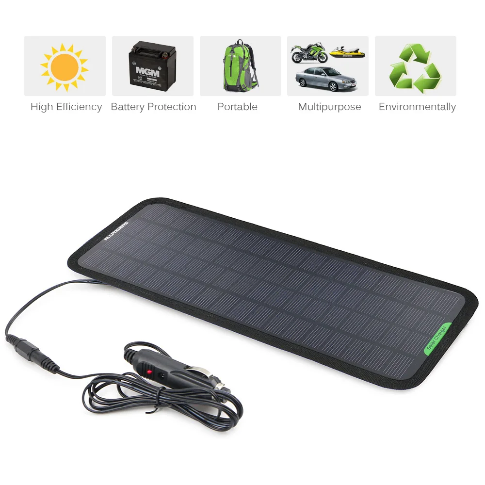 Портативное автомобильное зарядное устройство ALLPOWERS на солнечной батарее, 18 в, 12 В, 7,5 Вт, зарядное устройство на солнечной батарее, Ремонтный аккумулятор, лодка, мотоцикл