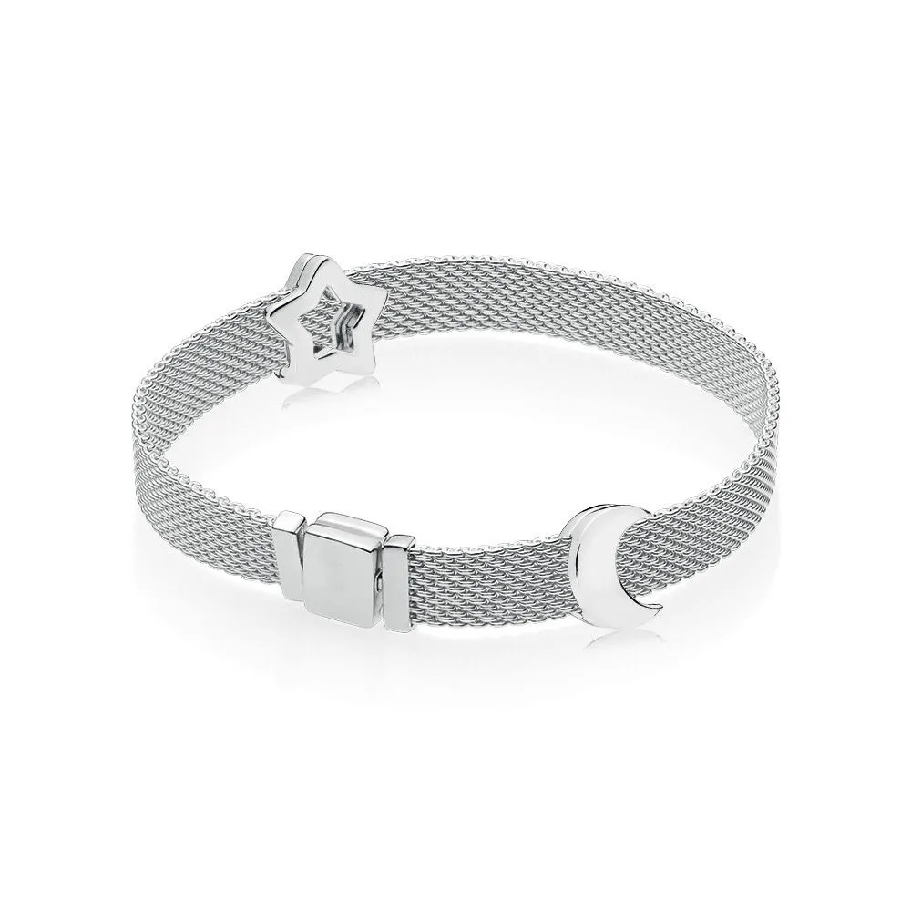 

2018 New 925 Sterling Silver Reflexions Bracelet Star and Moon Charm Gift 1 Set Fit Original Charm Bracelet Charm DIY Jewelry