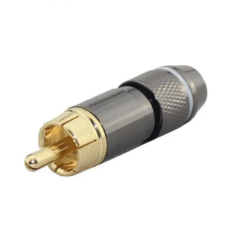 Placcato Oro Fono RCA Spina Maschio Saldare Cavo Audio Video Adattatore Del Connettore