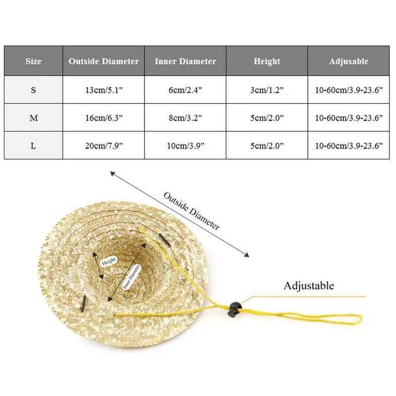 Соломенные шляпы для собак, летняя шапка для собак, Гавайский стиль, сомбреро, кошачьи шапки, аксессуары в виде животных S/M/L