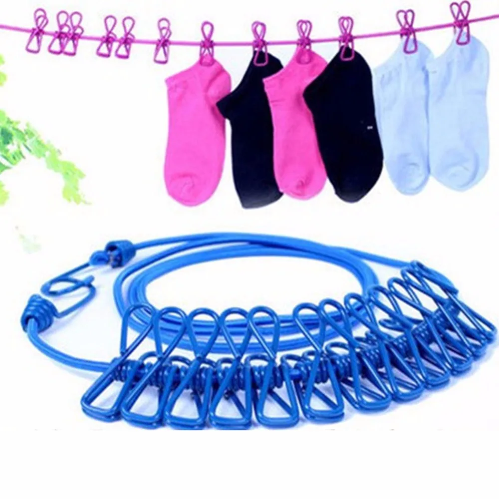 

Outdoor Hooks Storage Hanger Portable Travel Elastic Organizer Shelf Clothesline for Kitchen Bathroom Clothespins Accessories