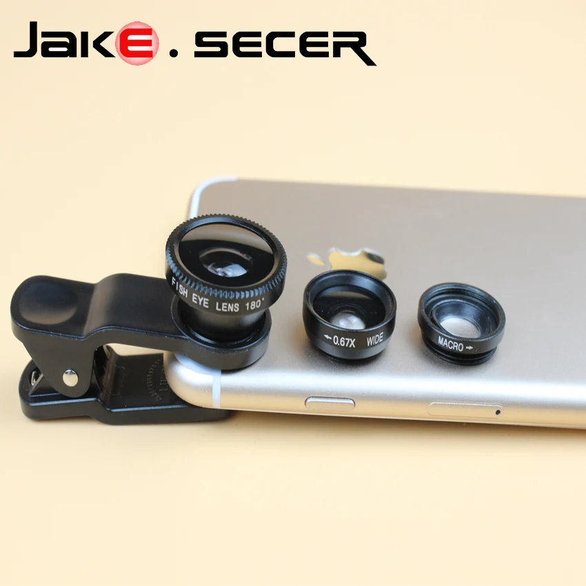 Jake 3 in 1 Fisheye Lens mobile phone lenses fish eye wide angle macro